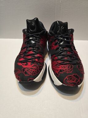 Black & Red Rose Pattern Athletic Sneakers
